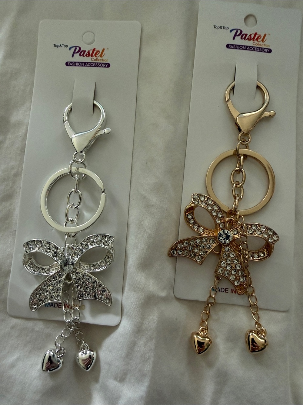 Crystal Bow Keychain - Silver